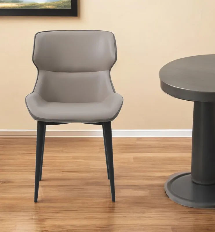 Gray And Black Upholstered Faux Leather Dining Side Chair By Homeroots Best Seller