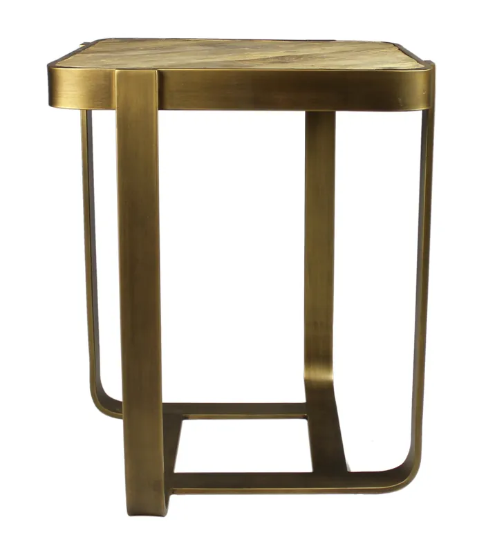 Brass And Brown Solid Wood And Iron Square End Table By Homeroots Professional Grade