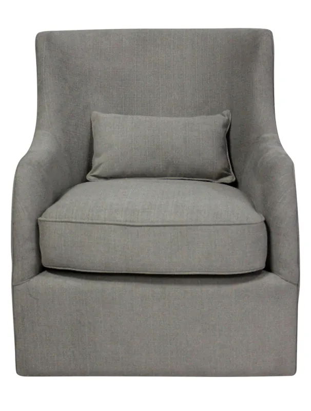 Same Day Shipping Gray Polyester Blend Solid Color Swivel Arm Chair By Homeroots