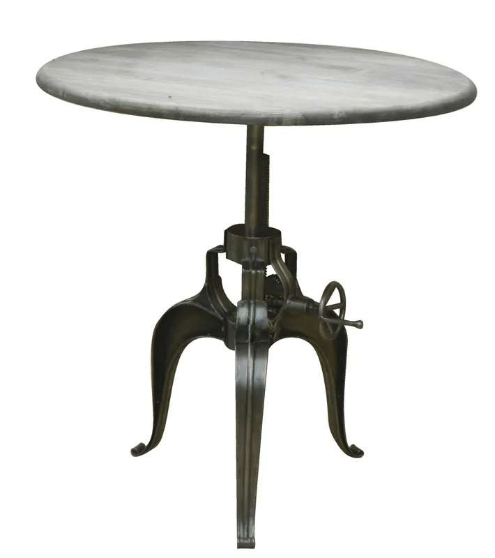 Gray And Silver Solid Wood And Iron Adjustable Height Dining Table By Next Day Delivery