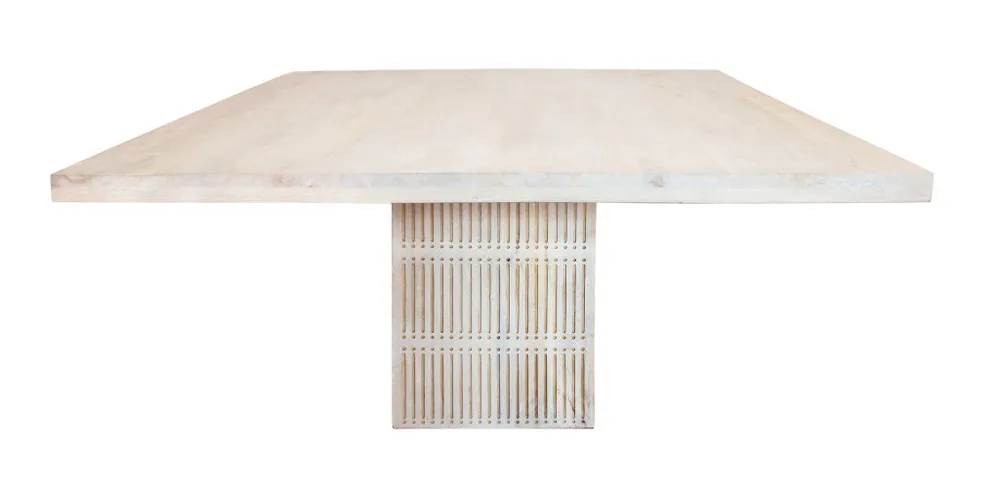 Worldwide Shipping Ivory Square Solid Wood Pedestal Base Dining Table By Homeroots