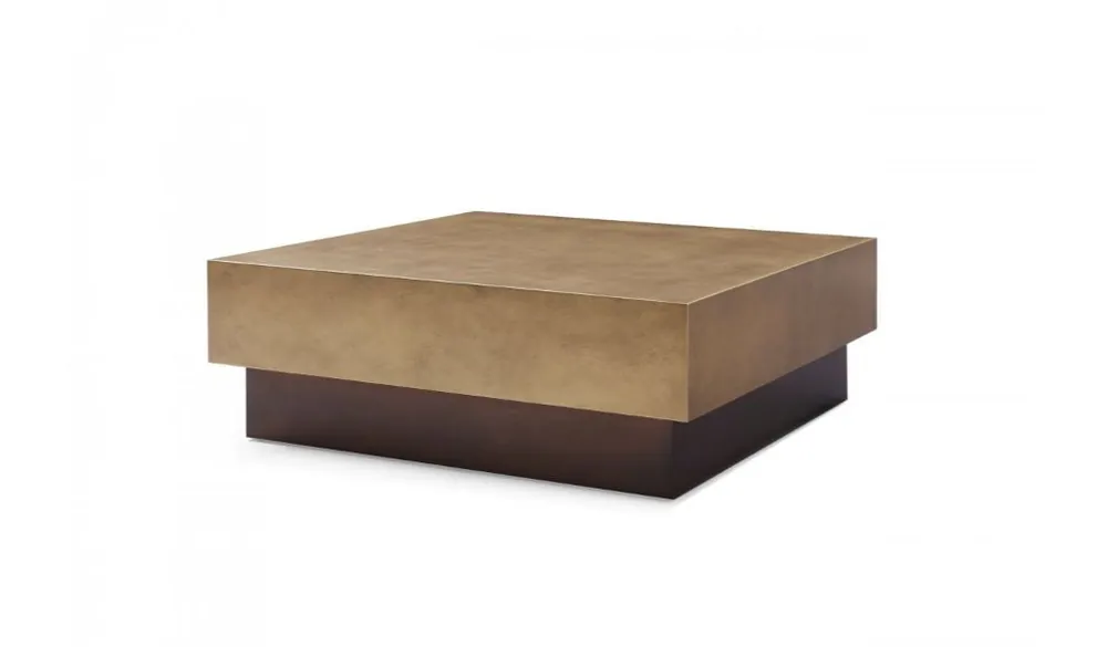 One Day Deal Bronze and Brown Copper And Steel Square Block Coffee Table By Homeroo