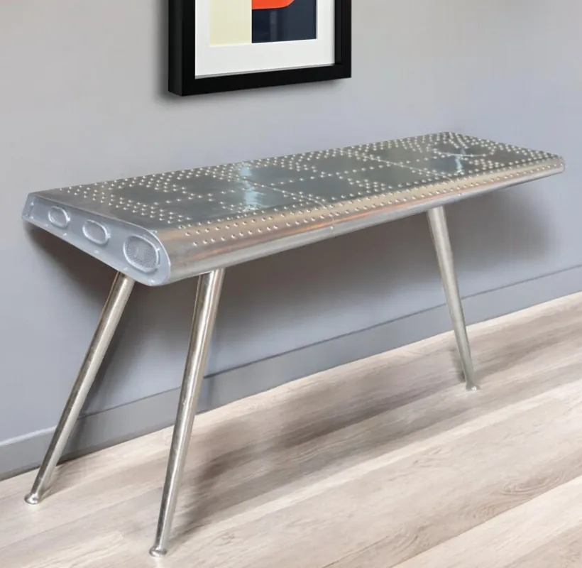 Trending Silver Aluminum Three Leg Console Table By Homeroots