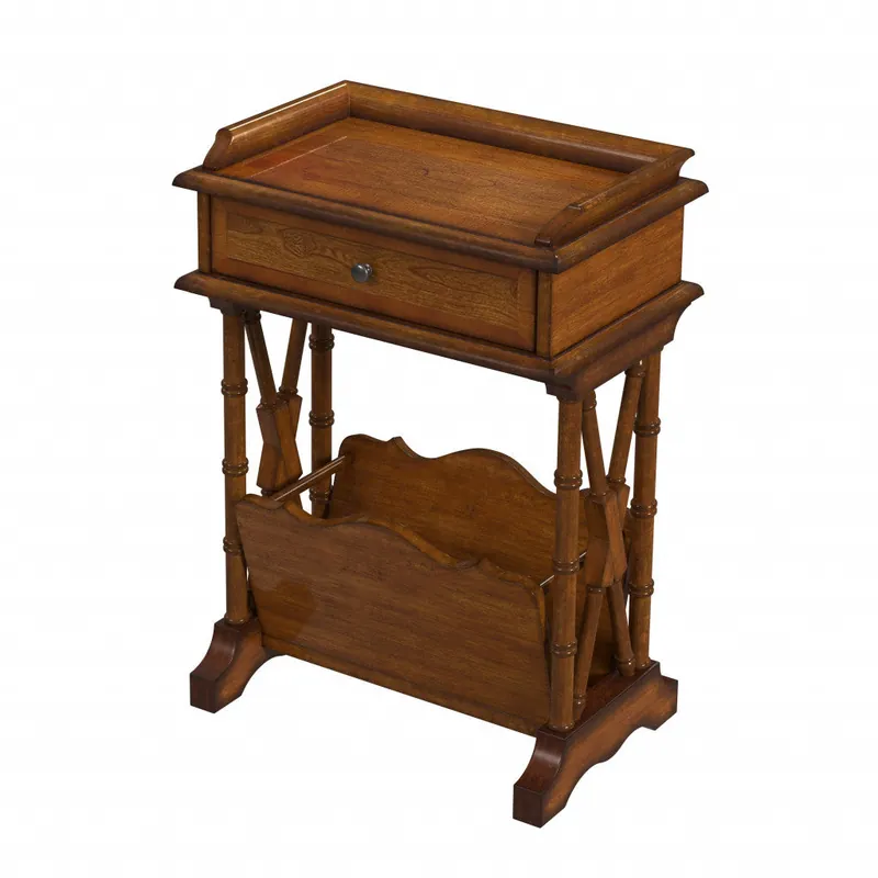 Brown Solid and Manufactured Wood End Table With Drawer With Magazine High Quality