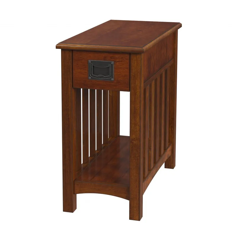 Light Brown Manufactured Wood Rectangular End Table With Drawer And Sh In Demand