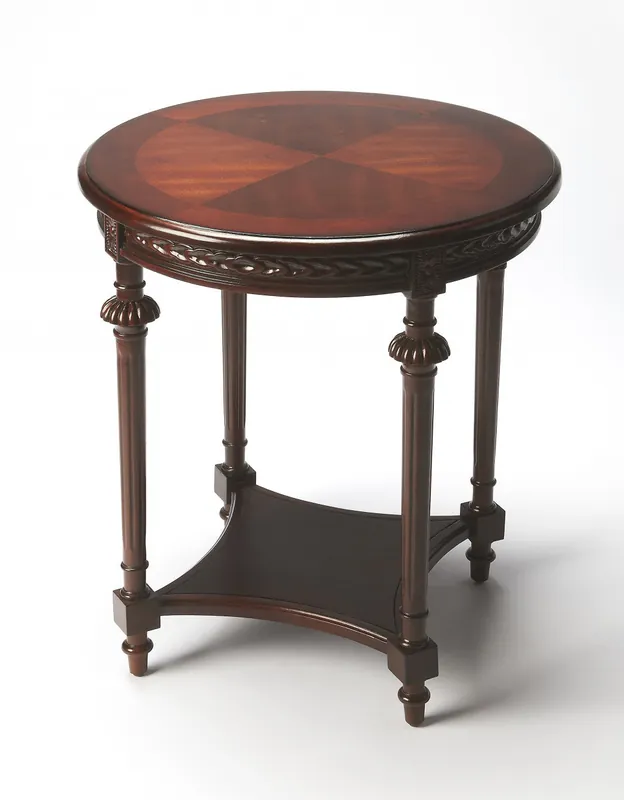 Instant Buy Dark Brown Manufactured Wood Round End Table With Shelf By Homeroots