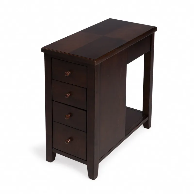 Cheap Dark Brown Manufactured Wood Rectangular End Table With Four Drawers A