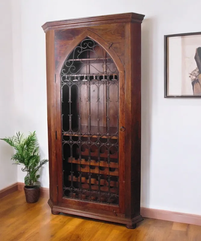 Limited Offer Dark Brown Solid Wood And Iron Bar Cabinet With Three Shelves By Homer