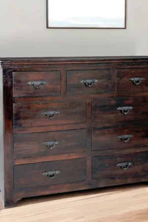 Worldwide Shipping Brown Solid Wood Nine Drawer Double Dresser By Homeroots