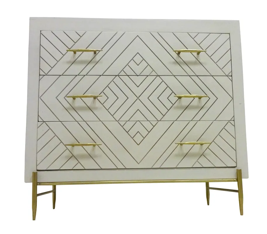 Fan Favorite Ivory Solid Wood Three Drawer Dresser By Homeroots