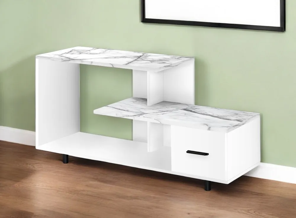 White Cabinet Enclosed Storage TV Stand By Homeroots Price Cut