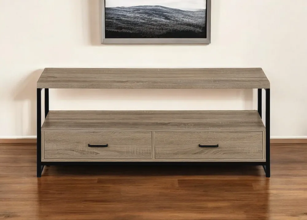 Deal Deep Taupe Cabinet Enclosed Storage TV Stand By Homeroots