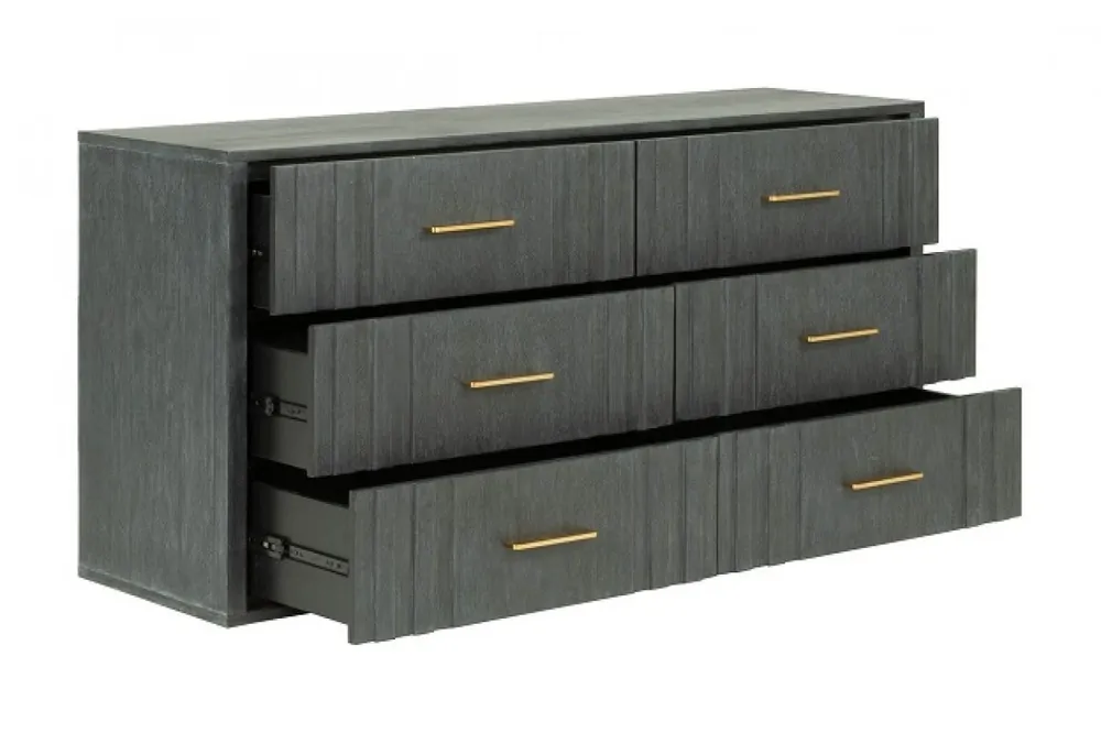 Dark Grey Solid And Manufactured Wood Six Drawer Dresser By Homeroots Free Shipping