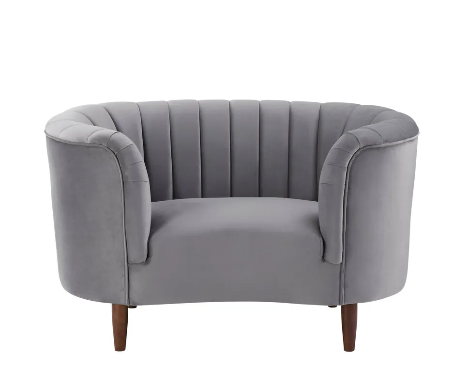 Gray and Black Velvet Striped Arm Chair By Homeroots Price Cut