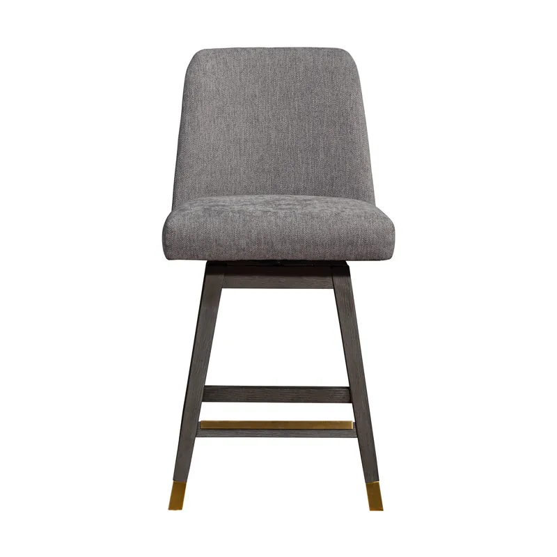 Taupe and Gray Solid Wood Counter Height Swivel Bar Chair By Homeroots Original
