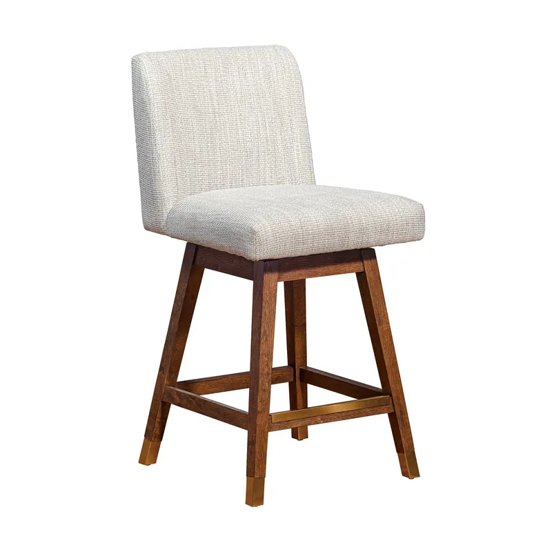 Beige And Brown Solid Wood Swivel Bar Height Bar Chair By Homeroots Free Delivery