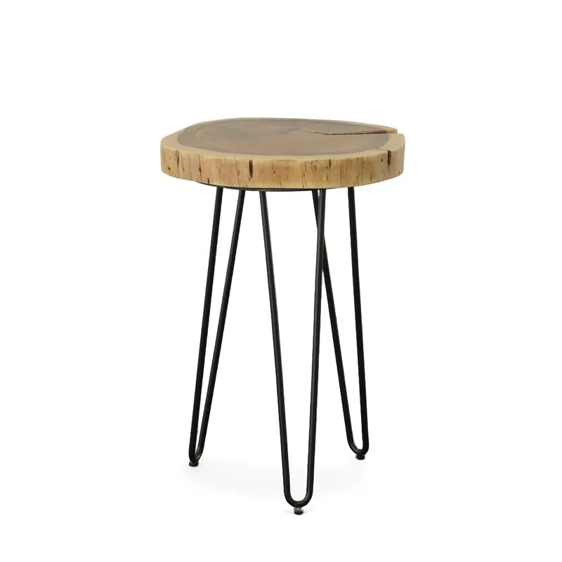 Best Seller Black Solid Wood And Iron Round End Table By Homeroots
