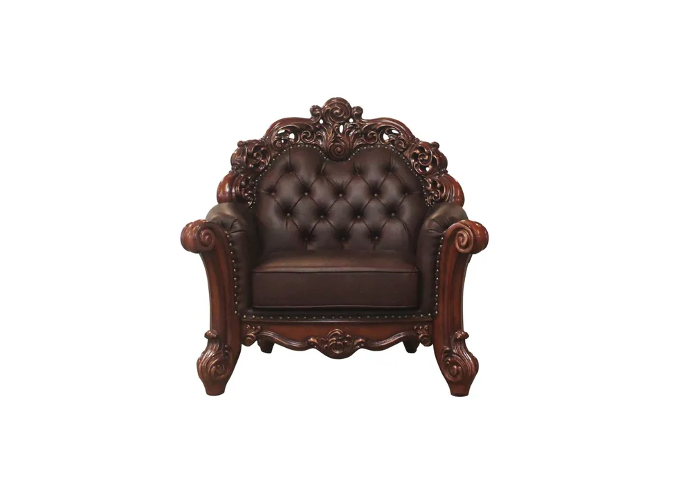 In Demand Dark Brown Faux Leather Tufted Chesterfield Chair And Toss Pillow By H