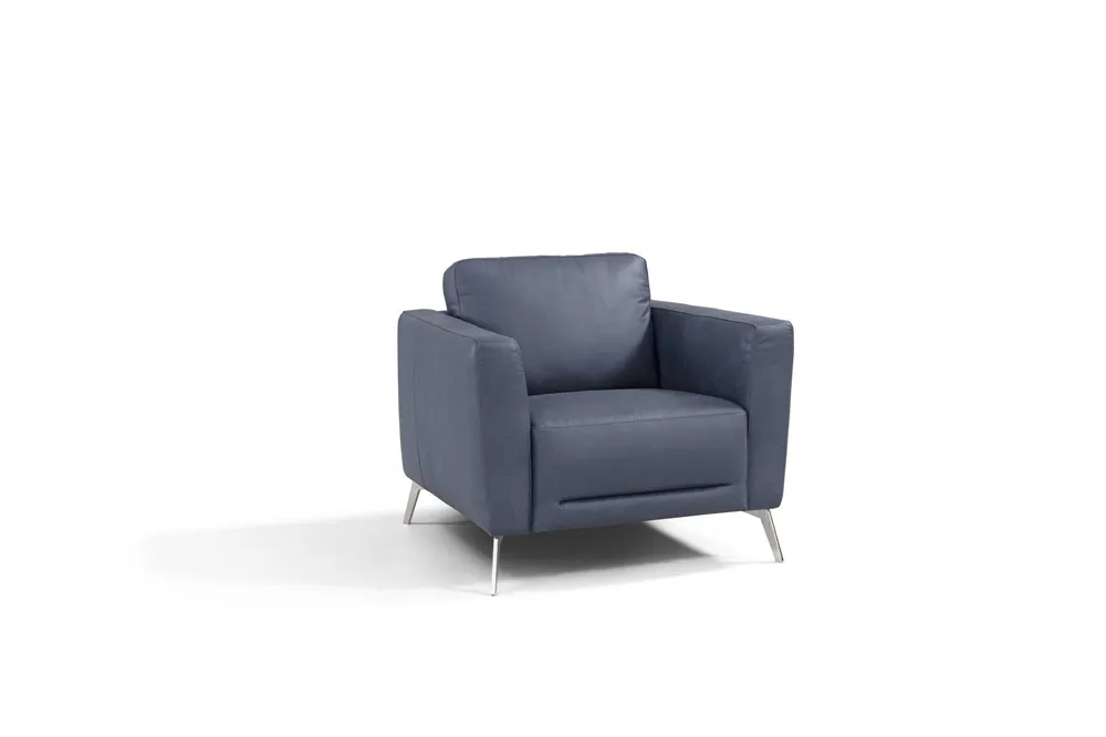 Blue and Silver Genuine Leather Arm Chair By Homeroots Grab Now