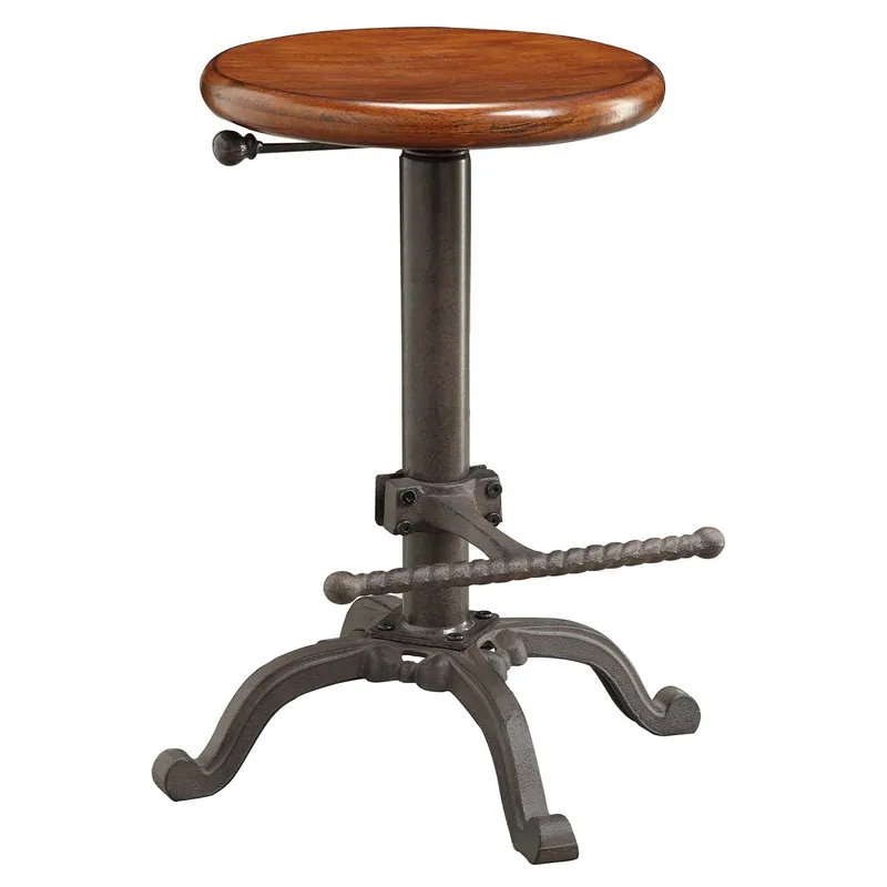 Chestnut And Gray Steel Swivel Backless Adjustable Height Bar Chair By Mega Sale