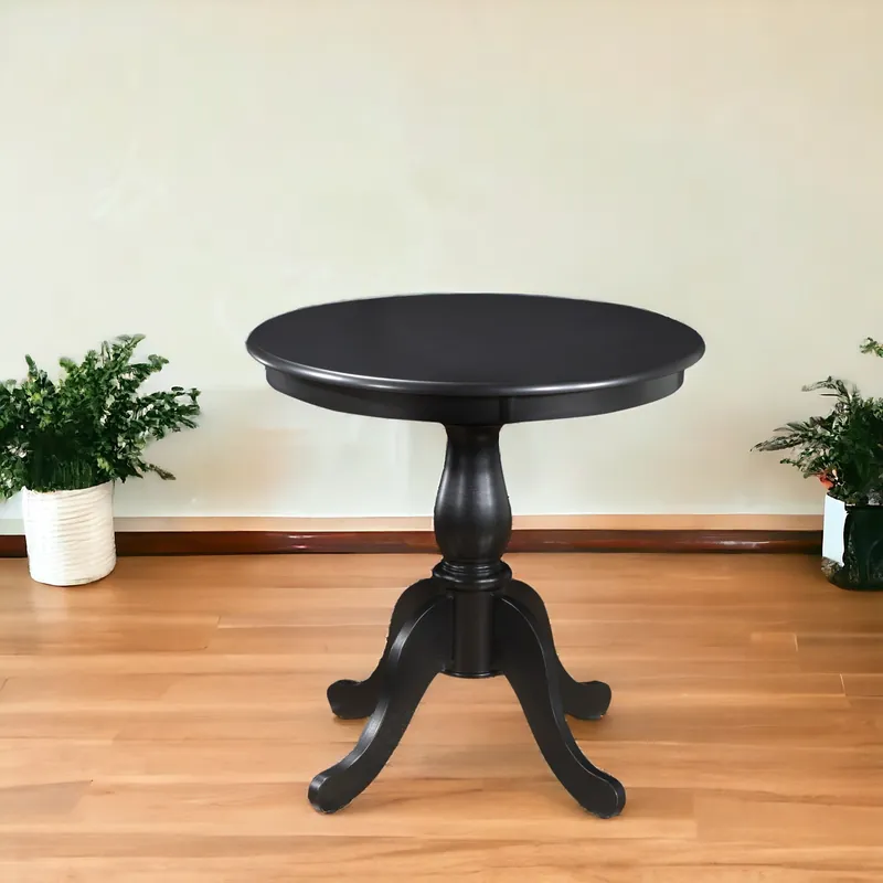 Black Rounded Solid Manufactured Wood And Solid Wood Pedestal Base Din Viral
