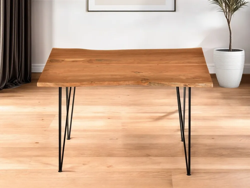 Warranty Included Brown And Black Solid Wood And Iron Dining Table By Homeroots