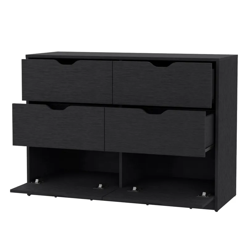 Black Manufactured Wood Six Drawer Modern Dresser By Homeroots Seasonal Sale