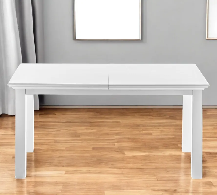 White Solid Wood Butterfly Leaf Extending Dining Table By Homeroots Price Drop