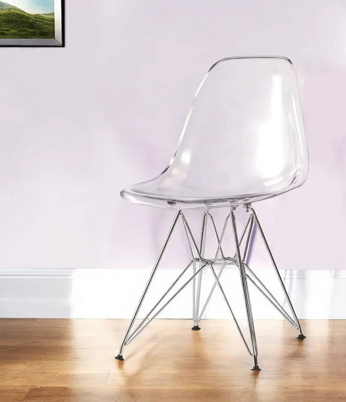 Direct From Factory Clear and Silver Steel Dining Side Chair By Homeroots