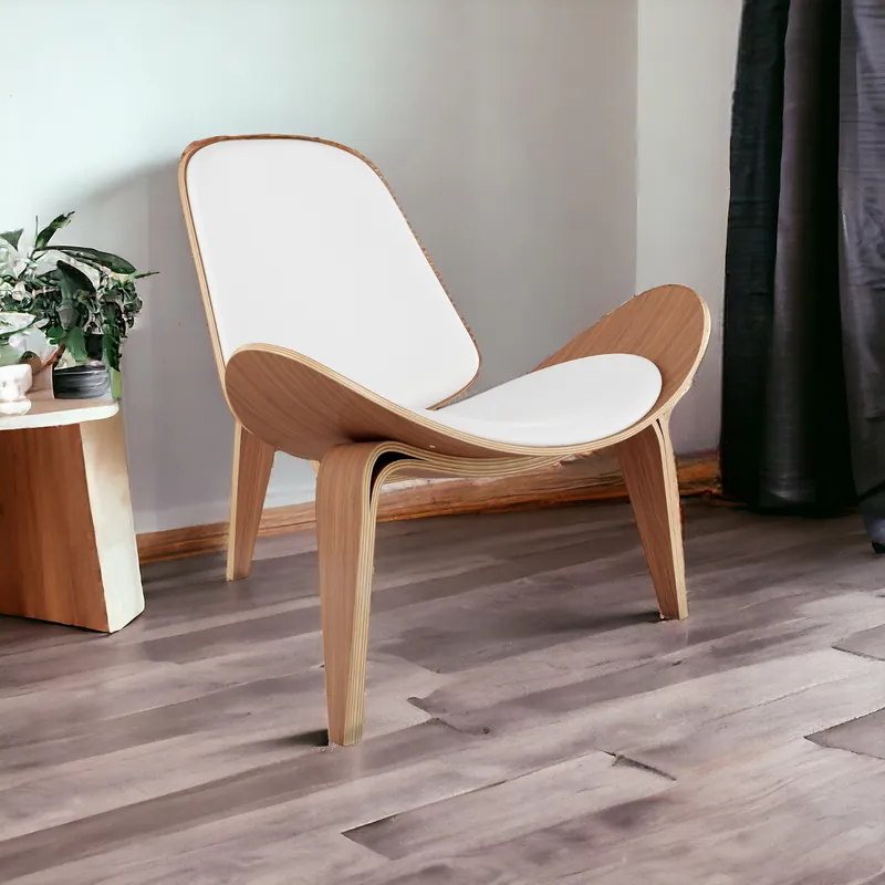 White and Brown Faux Leather Lounge Chair By Homeroots Exclusive Offer