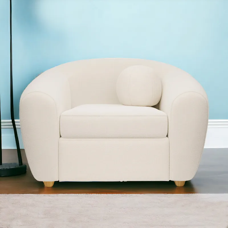 White and Natural Boucle Arm Chair By Homeroots Grab Now