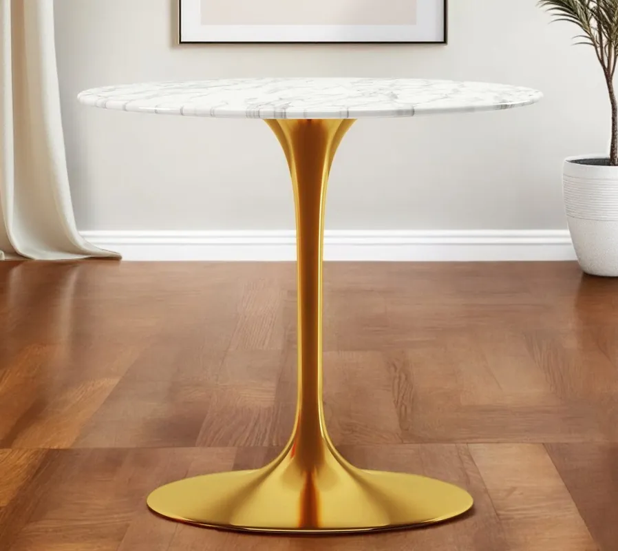 White And Gold Marble And Metal Dining Table By Homeroots Bargain