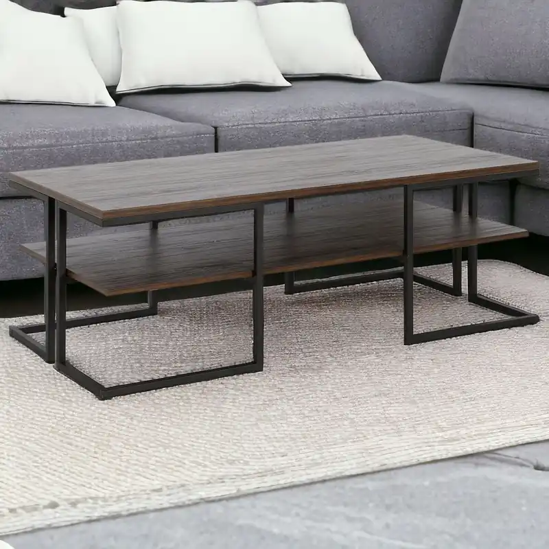 Low Price Black Steel Coffee Table With Shelf By Homeroots
