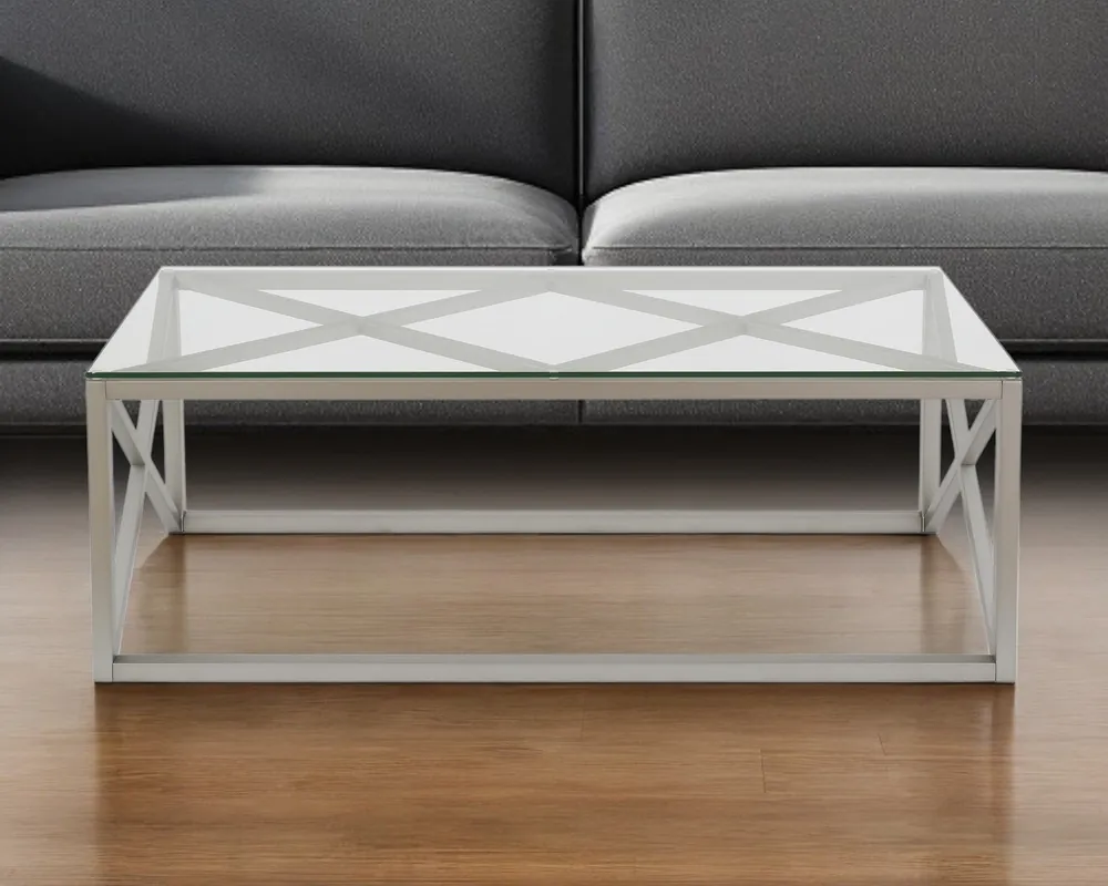 Silver Glass And Steel Coffee Table By Homeroots Special Offer