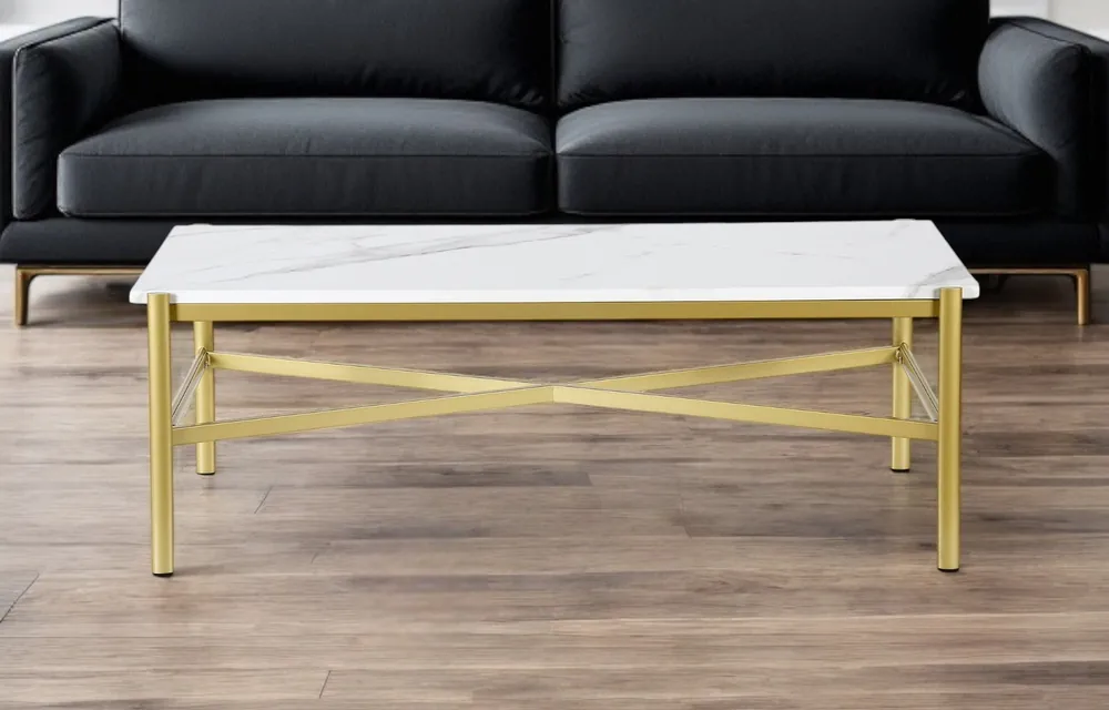 Gold Faux Marble And Steel Coffee Table By Homeroots Free Returns
