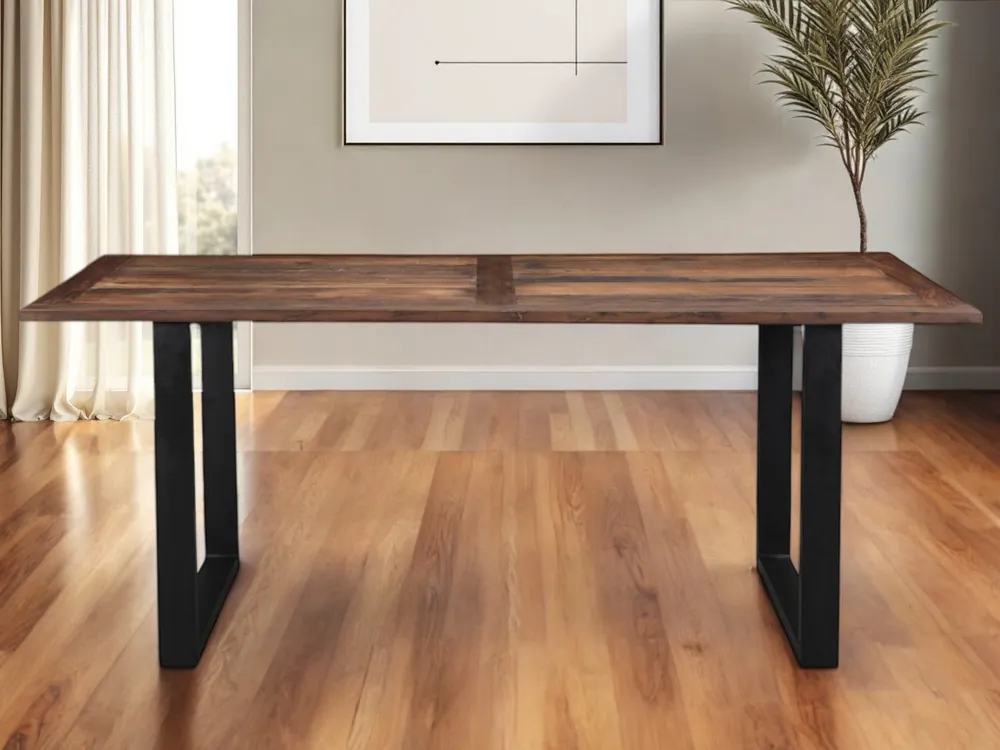 Professional Grade Dark Brown And Black Solid Wood Sled Base Dining Table By Homeroots