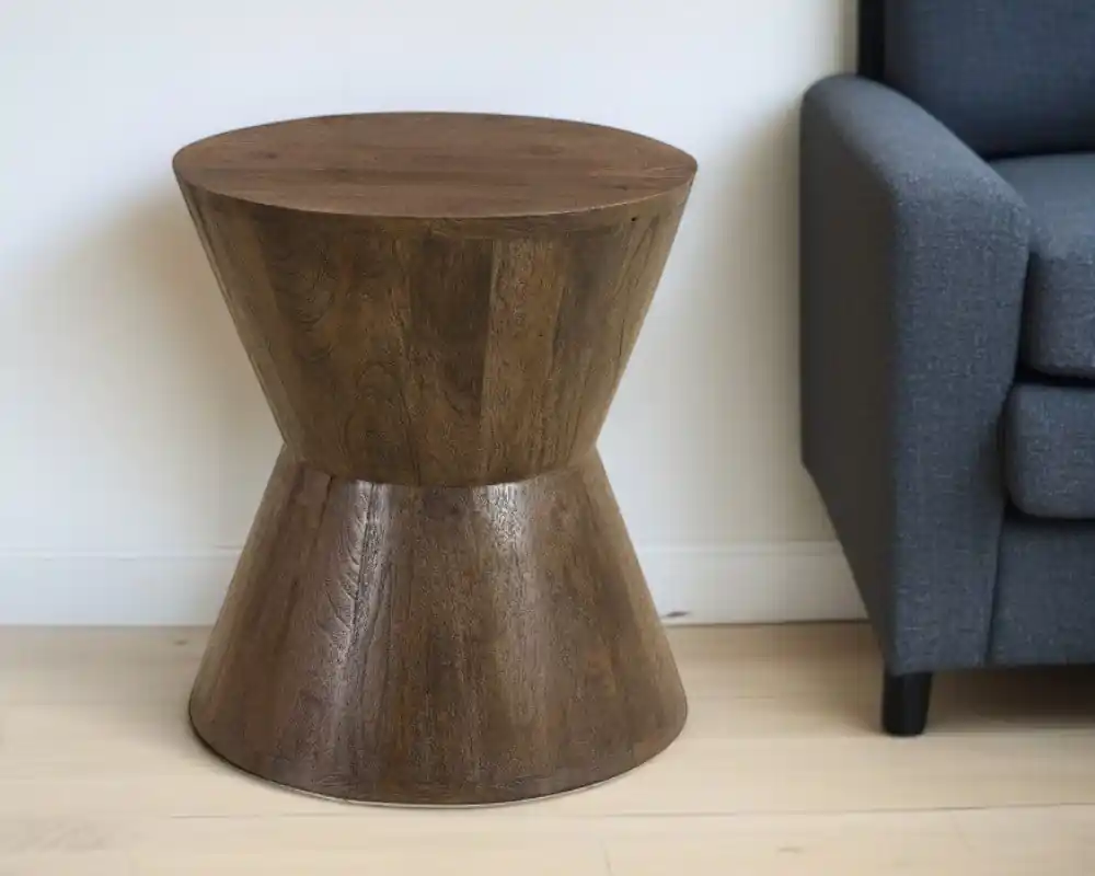 Dark Brown Solid Wood Round End Table By Homeroots Flash Sale