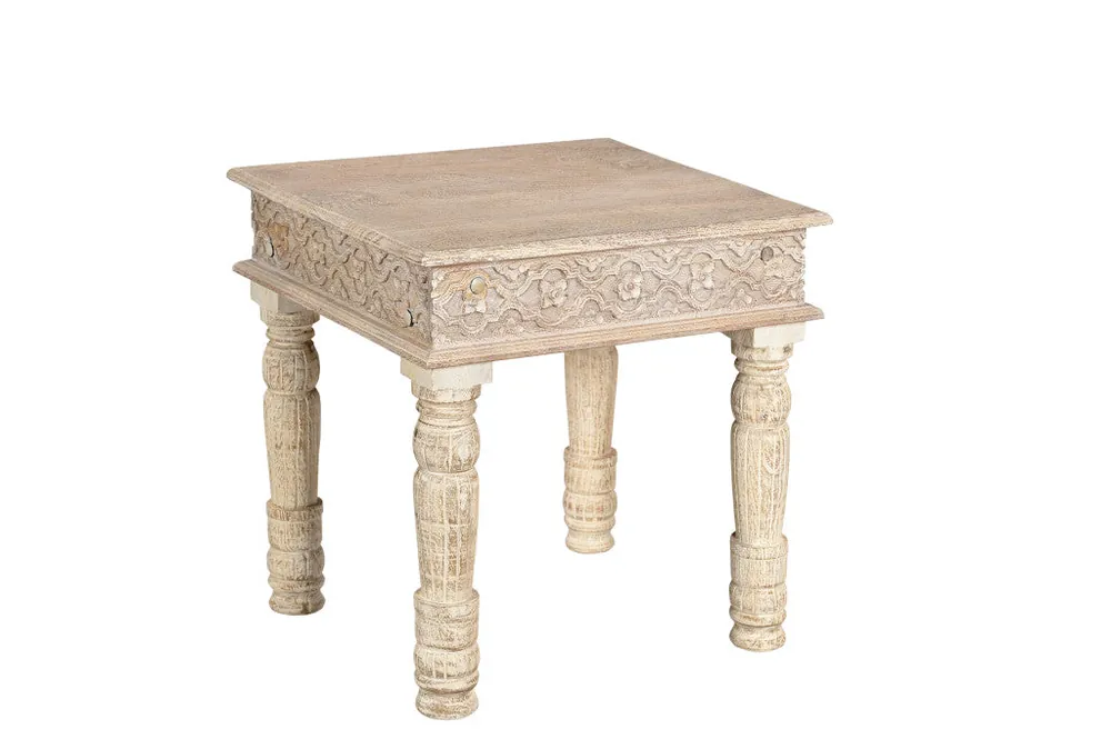 White Distressed Solid Wood Square End Table By Homeroots Latest