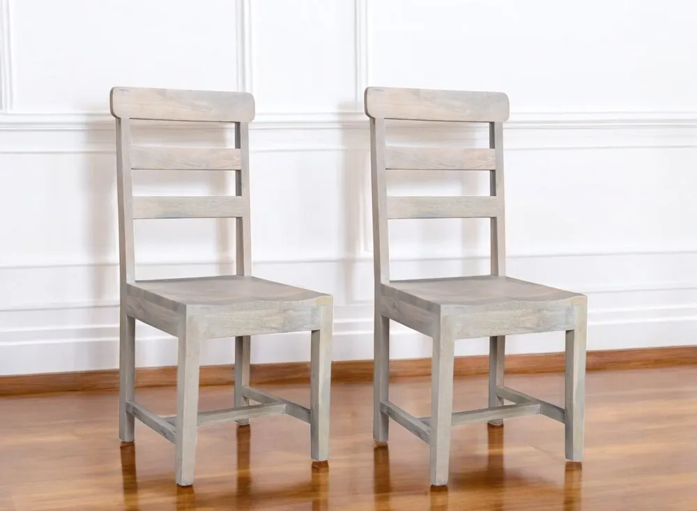 Order Now Set of Two White Wood Ladder Back Dining Side Chairs By Homeroots
