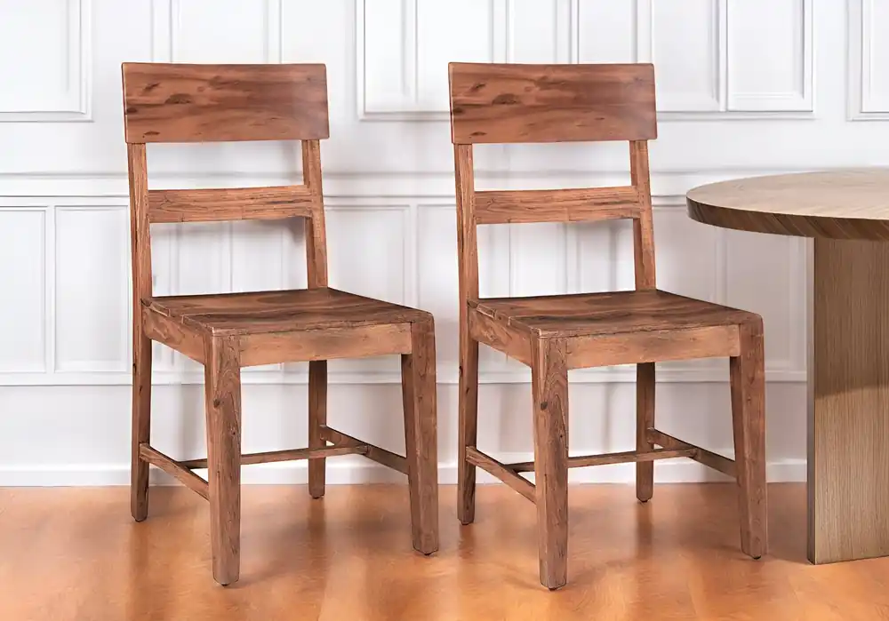 Set of Two Brown Wood Ladder Back Dining Side Chairs By Homeroots Viral