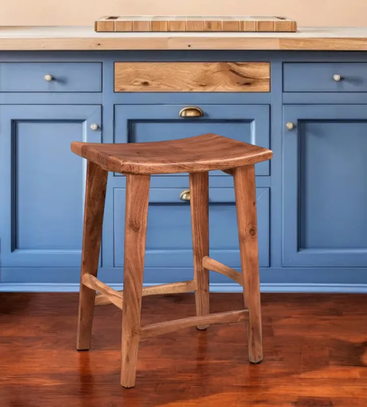 Today Only Brown Solid Wood Backless Bar Chair By Homeroots