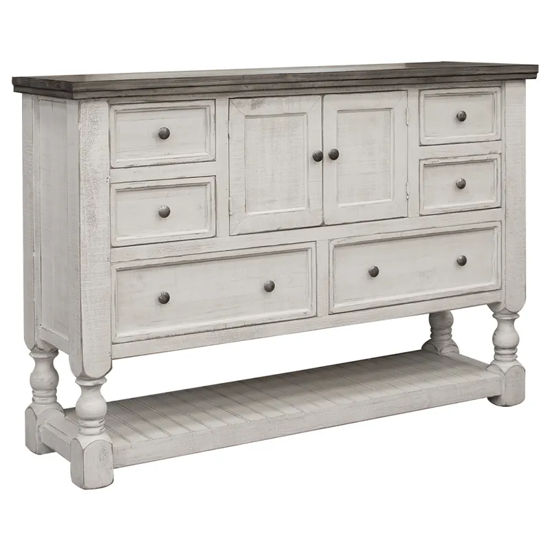Grab Now Gray and Ivory Solid Wood Six Drawer Triple Dresser By Homeroots