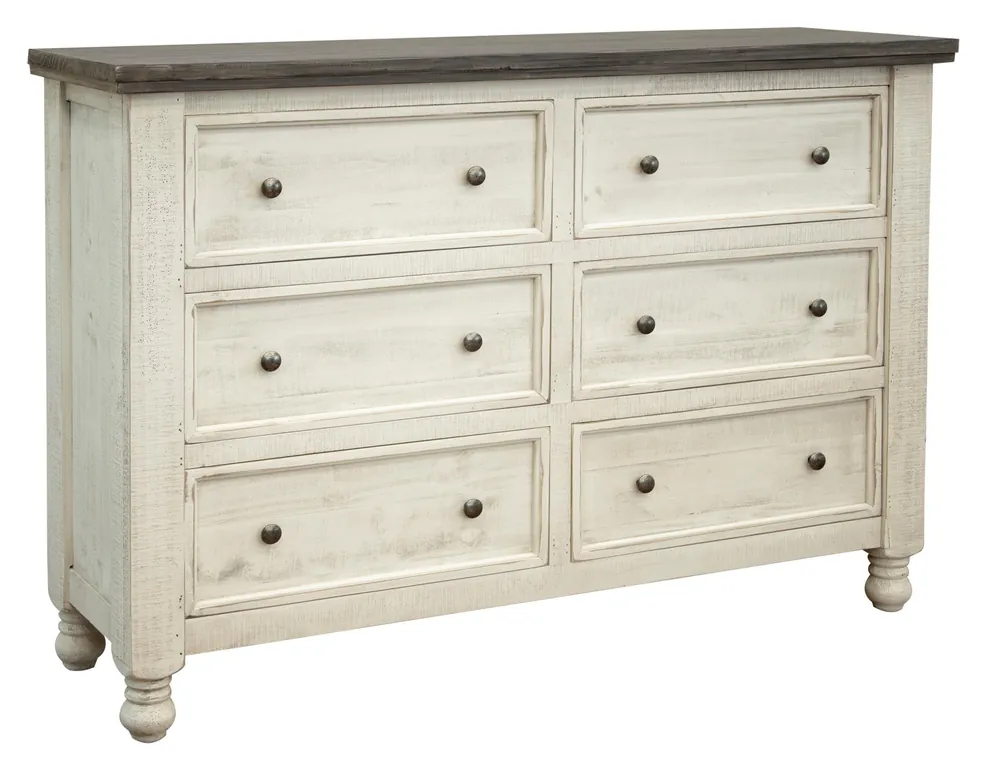 Don’t Miss Out Gray and Ivory Solid Wood Six Drawer Double Dresser By Homeroots