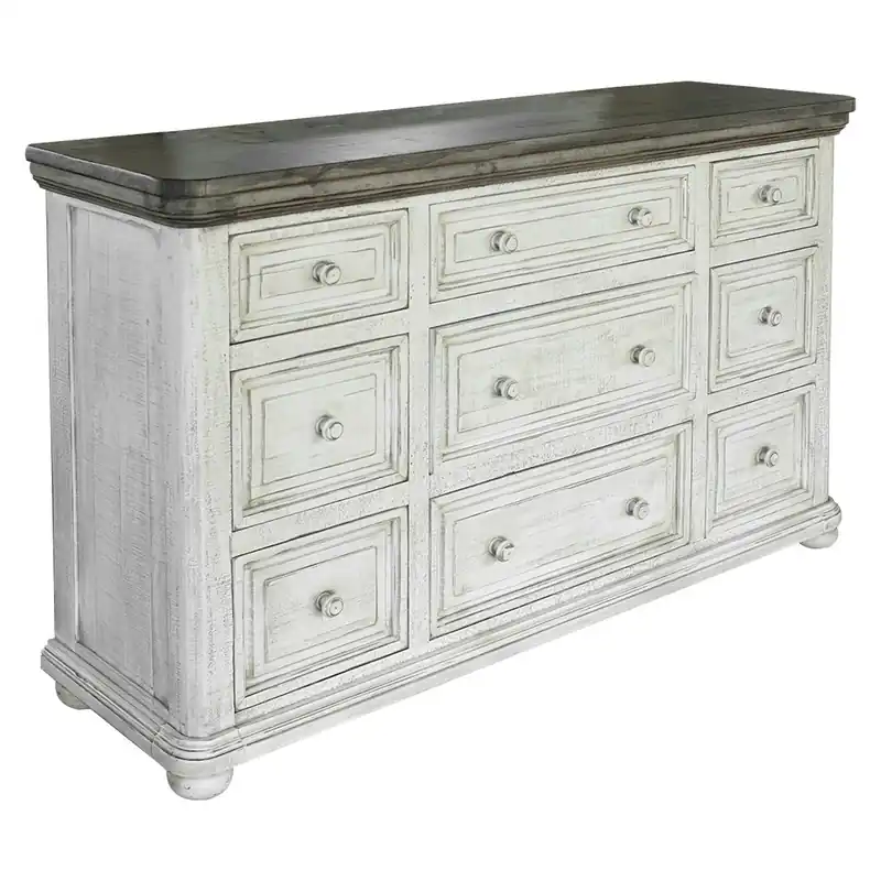 Don’t Miss Out Gray and Ivory Solid Wood Nine Drawer Triple Dresser By Homeroots