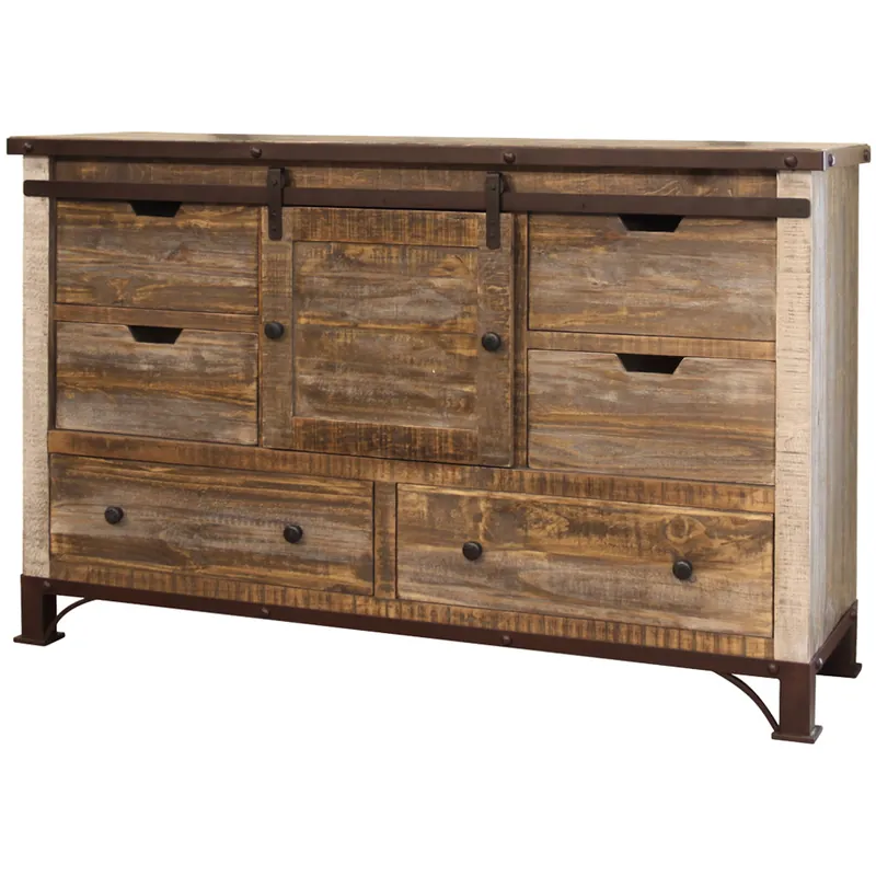 Express Delivery Brown Solid Wood Six Drawer Triple Dresser By Homeroots