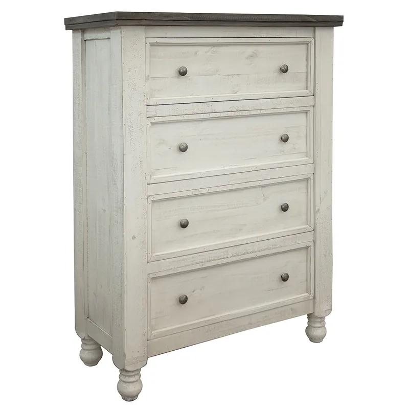 Instant Buy Gray and Ivory Solid Wood Four Drawer Chest By Homeroots