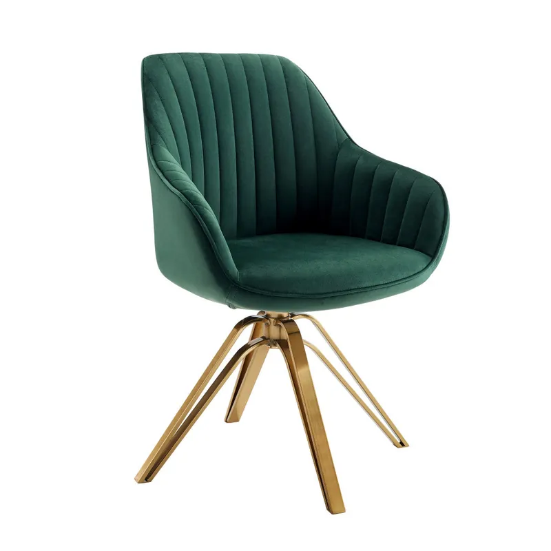 Green Velvet And Gold Swivel Arm Chair By Homeroots Last Chance