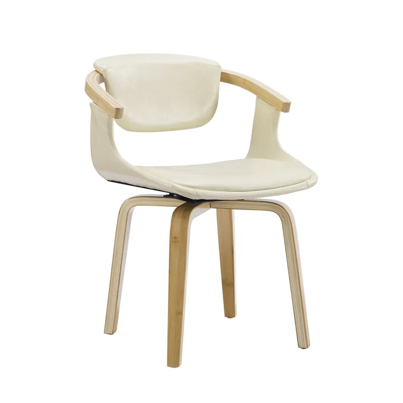 Off White And Natural Upholstered Faux Leather Dining Arm Chair By Hom One Day Deal