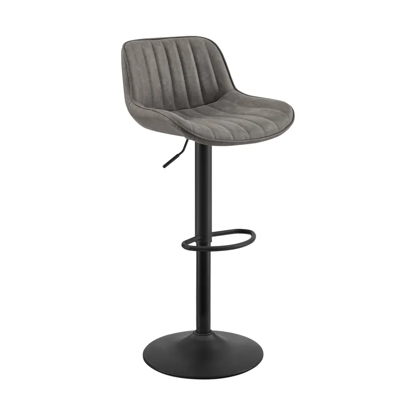 Set of Two Gray And Black Faux Leather And Steel Swivel Low Back Adjus Buy Direct
