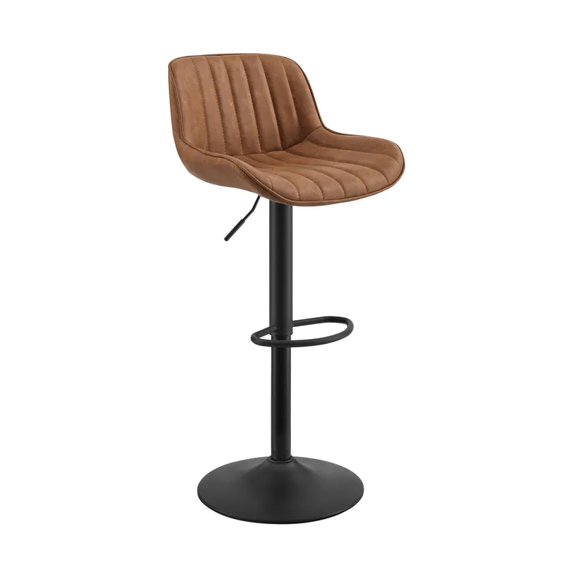 Set of Two Brown And Black Faux Leather And Steel Swivel Low Back Adju Special Offer